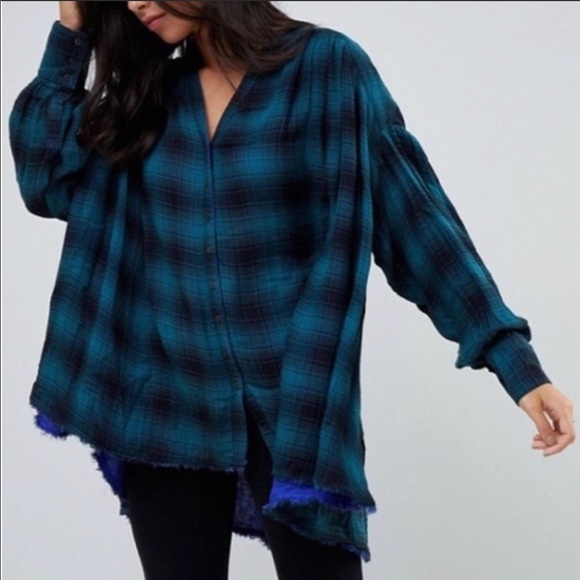 Free People Tops - Free People Come On Over Oversized Flannel Top S